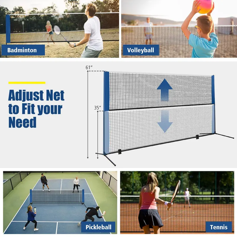 10-Foot Portable Multi-Sport Net Kit — Compact Setup for Badminton, Volleyball & Pickleball Play 2