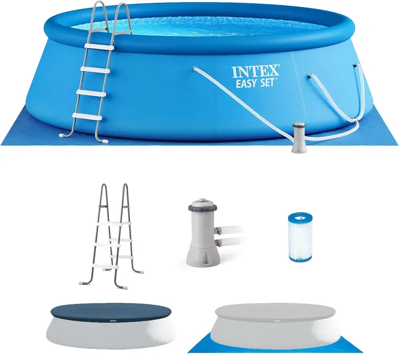 10-Foot Round Inflatable Pool – 1018-Gallon Capacity, 23" Depth, Includes 530 GPH Filter Pump for Family Summer Fun 2
