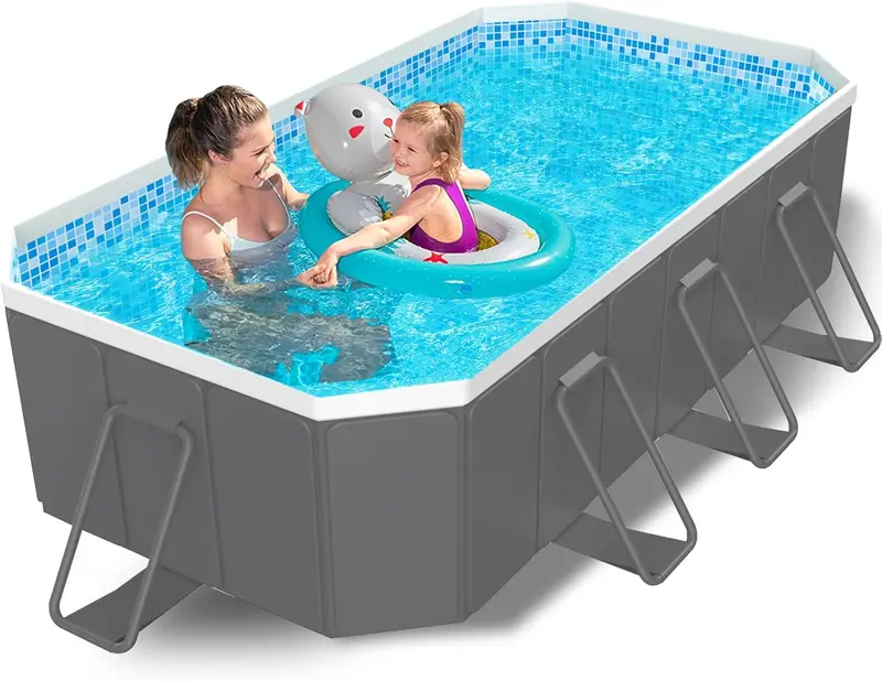 114-Inch Foldable Above-Ground Family Swimming Pool – Heavy-Duty PVC Backyard Pool for Adults and Children (114" × 70" × 20")