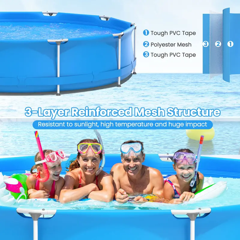 12-Foot Round Above-Ground Pool – Steel-Frame Backyard Swimming Pool (30" Deep)