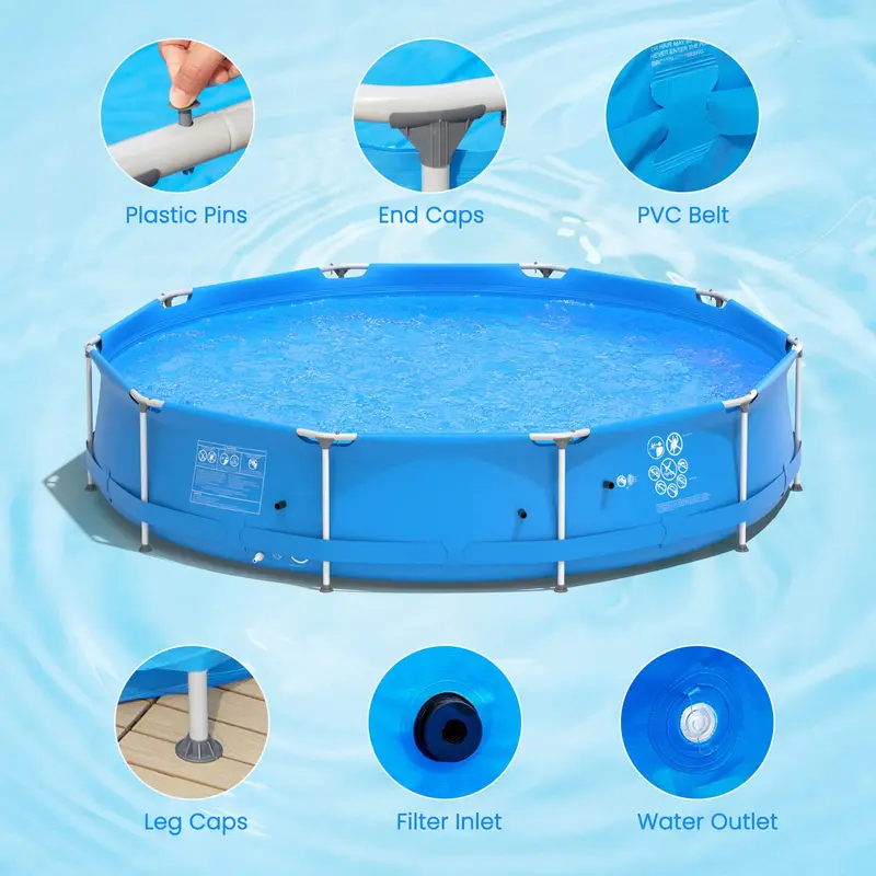 12-Foot Round Above-Ground Pool – Steel-Frame Backyard Swimming Pool (30" Deep)