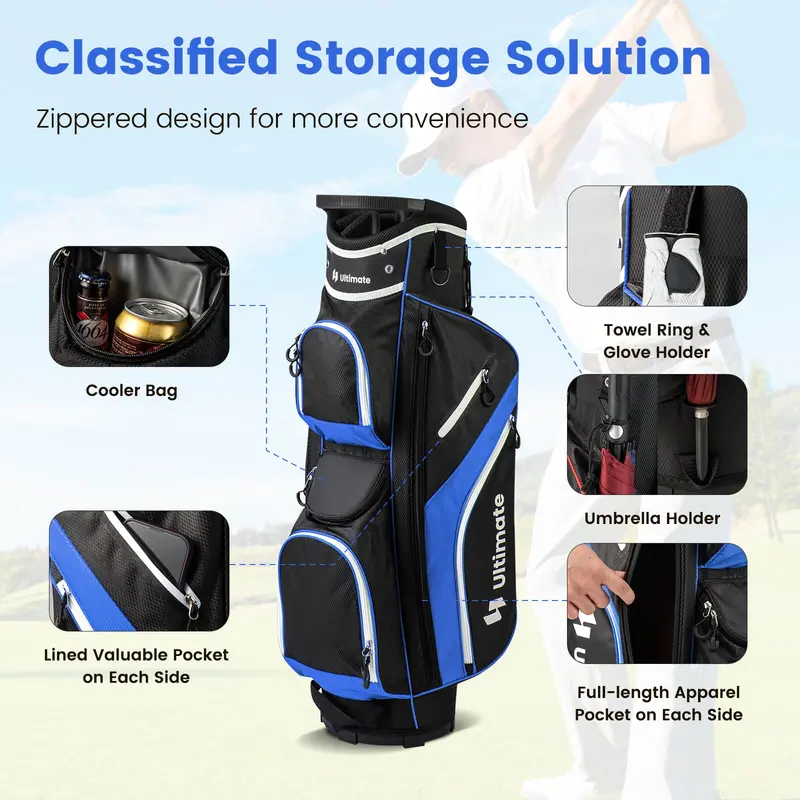 14-Compartment All-Terrain Golf Cart Bag for Men and Women — Lightweight & Organized Carry Solution