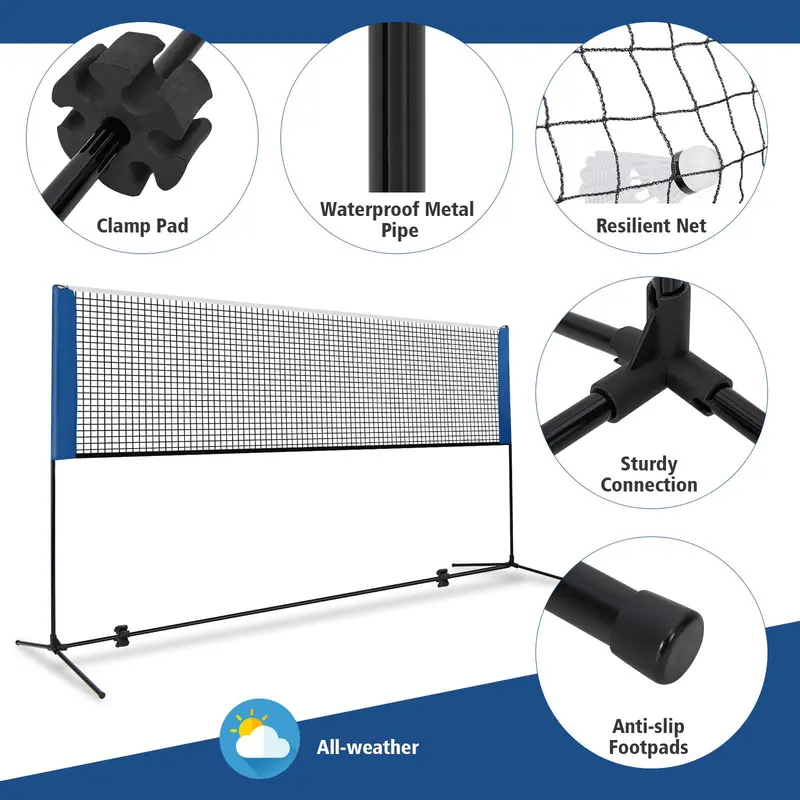 14-Foot Adjustable Multi-Sport Net Set — Versatile Badminton, Volleyball, and Pickleball System