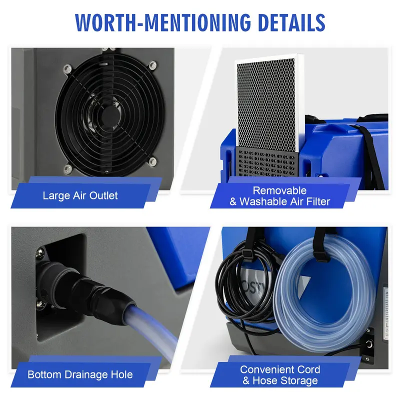 180-PPD Industrial-Strength Dehumidifier for Basements, Warehouses, and Expansive Facilities