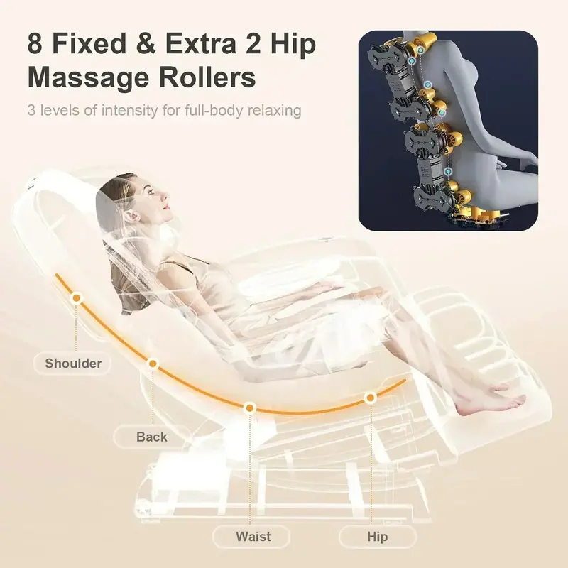 2025 Zero-Gravity Full-Body Massage Chair Featuring 10-Point Roller System and Heat Therapy