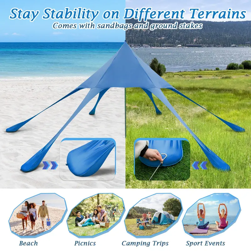 20x20 FT UPF50+ Beach Canopy Tent – Lightweight Aluminum Frame with Full Accessory Kit