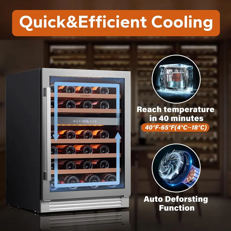 24" Smart Dual-Zone Wine Fridge – 46-Bottle Capacity, Precise 40°F–65°F Digital Control, Quiet Operation for Kitchen or Office Use