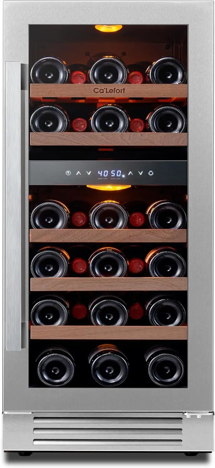 24" Smart Dual-Zone Wine Fridge – 46-Bottle Capacity, Precise 40°F–65°F Digital Control, Quiet Operation for Kitchen or Office Use