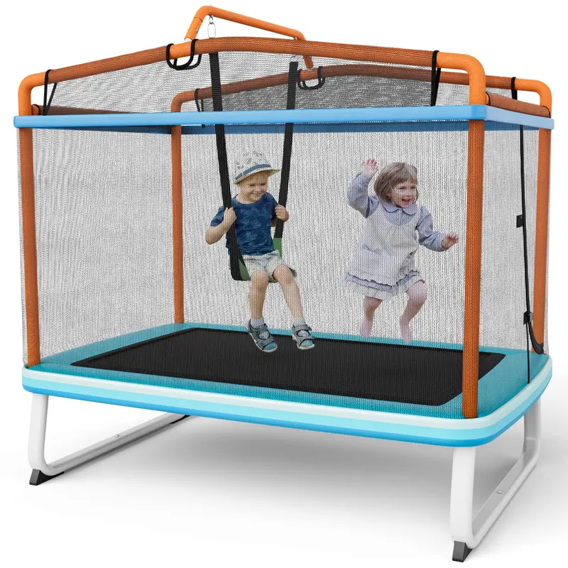 3-in-1 Toddler Trampoline with Bounce Pad, Swing Seat, and Pull-Up Bar