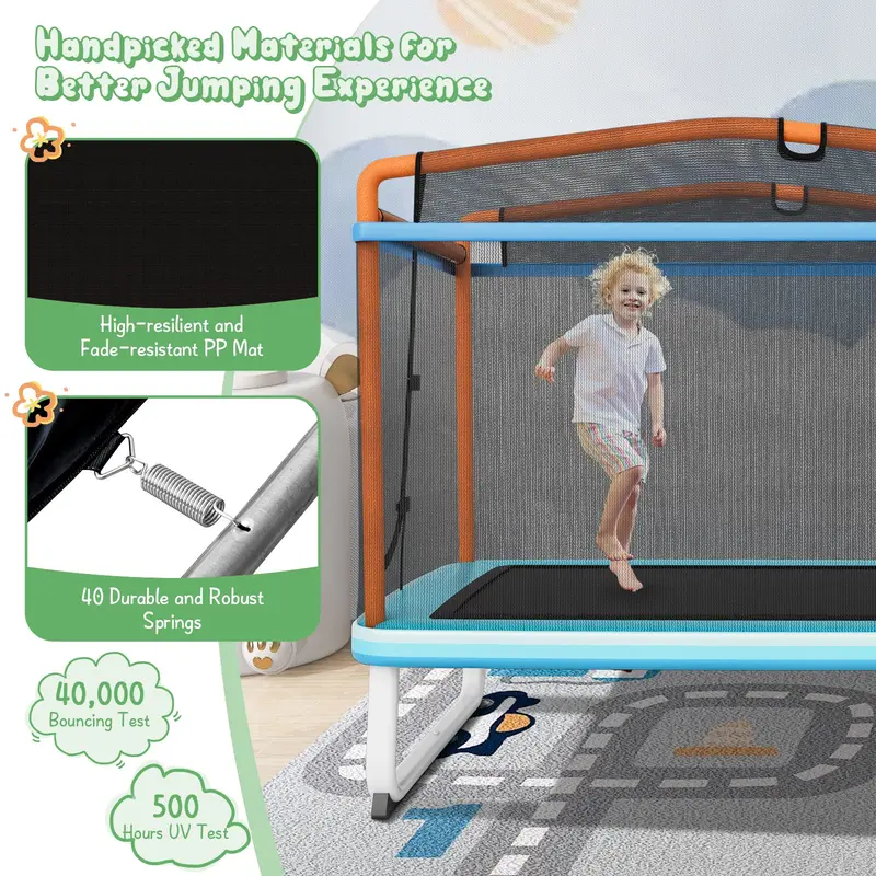 3-in-1 Toddler Trampoline with Bounce Pad, Swing Seat, and Pull-Up Bar