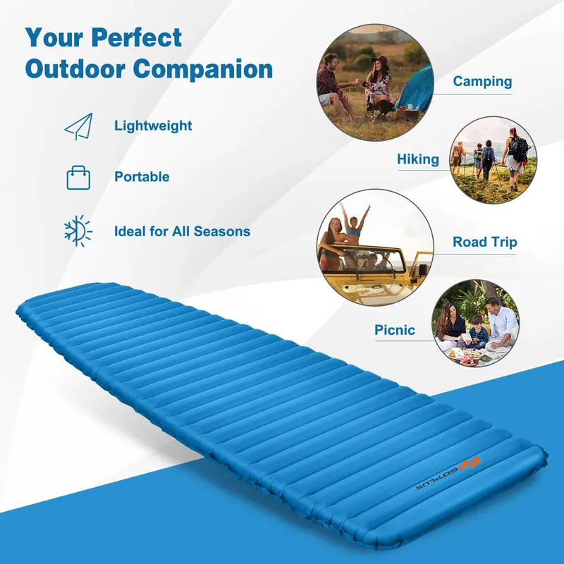 3-Inch Thick Inflatable Camping Pad — Waterproof Backpacking Air Mattress for Car and Trail Use