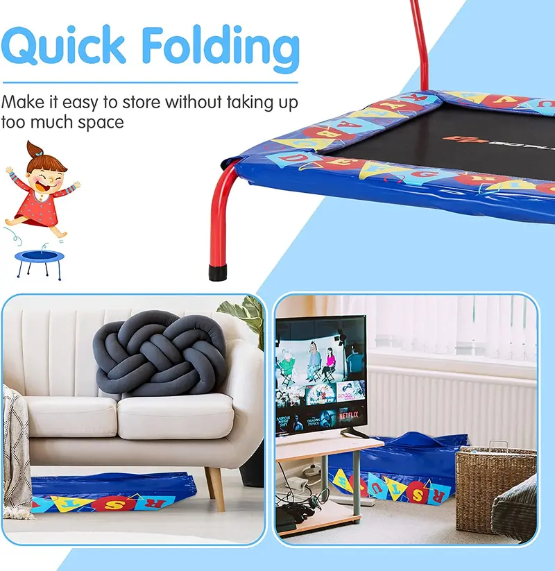 36-Inch Square Toddler Trampoline – Heavy-Duty Indoor Rebounder with 330 lb Weight Capacity