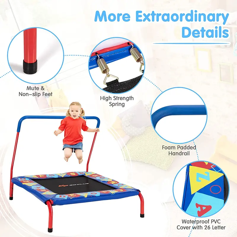36-Inch Square Toddler Trampoline – Heavy-Duty Indoor Rebounder with 330 lb Weight Capacity