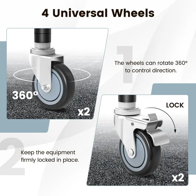 4-Inch Expandable Stem Caster Wheel Set – 4-Pack Including Two Locking Brake Casters 2
