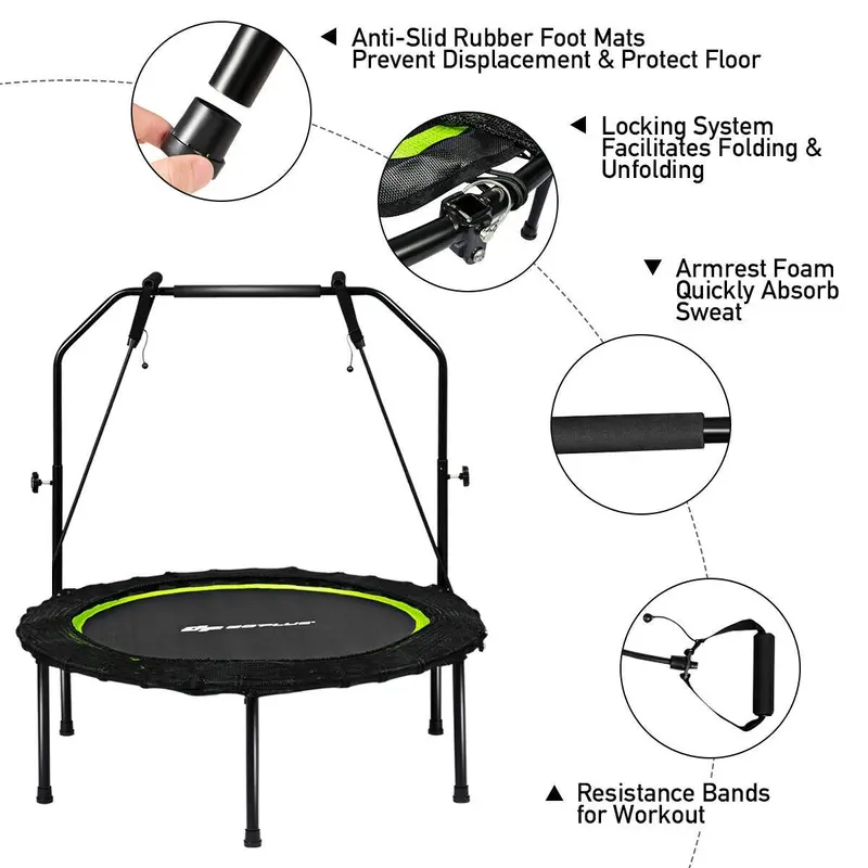 40-Inch Portable Foldable Fitness Trampoline – Compact Rebounder for Home Exercise
