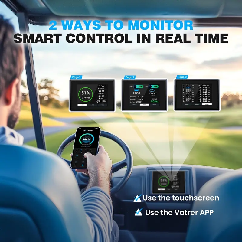 48V 105Ah Smart Lithium-Ion Battery Pack – Touchscreen BMS, Bluetooth App Control & Real-Time Monitoring