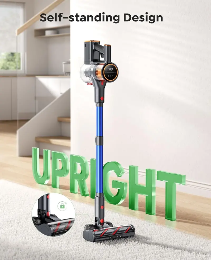 550W Cordless Stick Vacuum — 45KPa Suction, 60-Minute Runtime & Wall-Mount Charging Station for Pet Hair, Carpets & Hard Floors