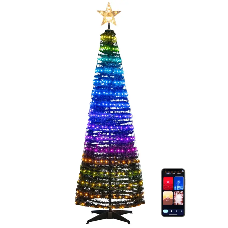 6-Foot Pre-Lit Pop-Up Christmas Tree – Collapsible Xmas Display with 282 RGB LED Lights