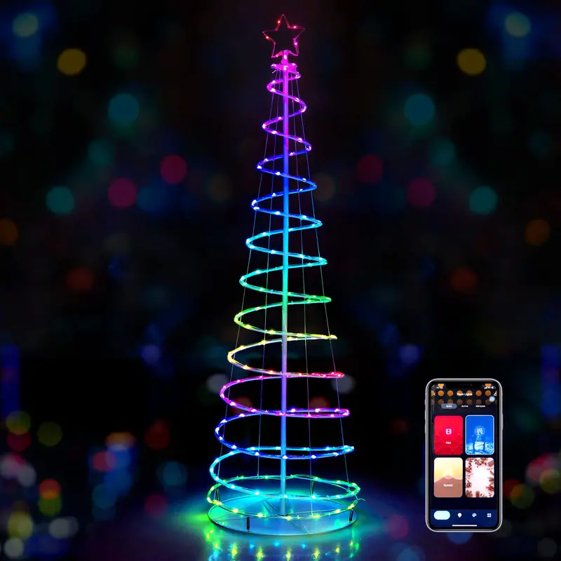 6-Foot Pre-Lit Spiral Christmas Tree – Festive Indoor/Outdoor Decor with 135 Warm White LEDs