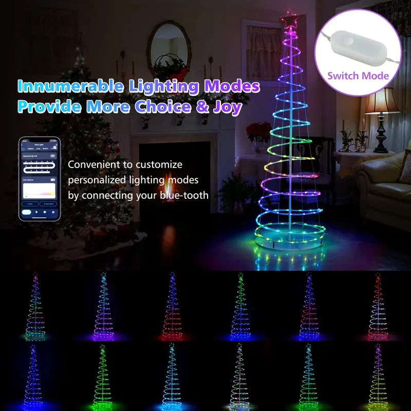 6-Foot Pre-Lit Spiral Christmas Tree – Festive Indoor/Outdoor Decor with 135 Warm White LEDs 2