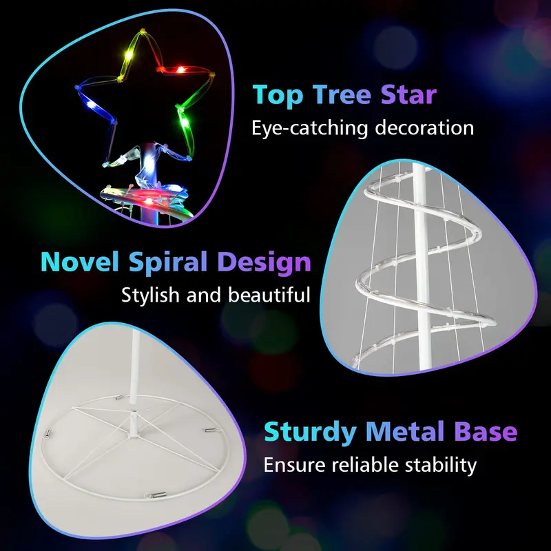 6-Foot Pre-Lit Spiral Christmas Tree – Festive Indoor/Outdoor Decor with 135 Warm White LEDs