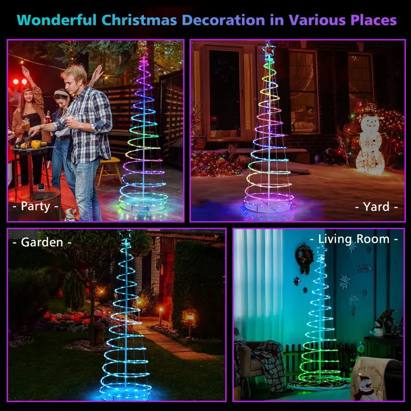 6-Foot Pre-Lit Spiral Christmas Tree – Festive Indoor/Outdoor Decor with 135 Warm White LEDs