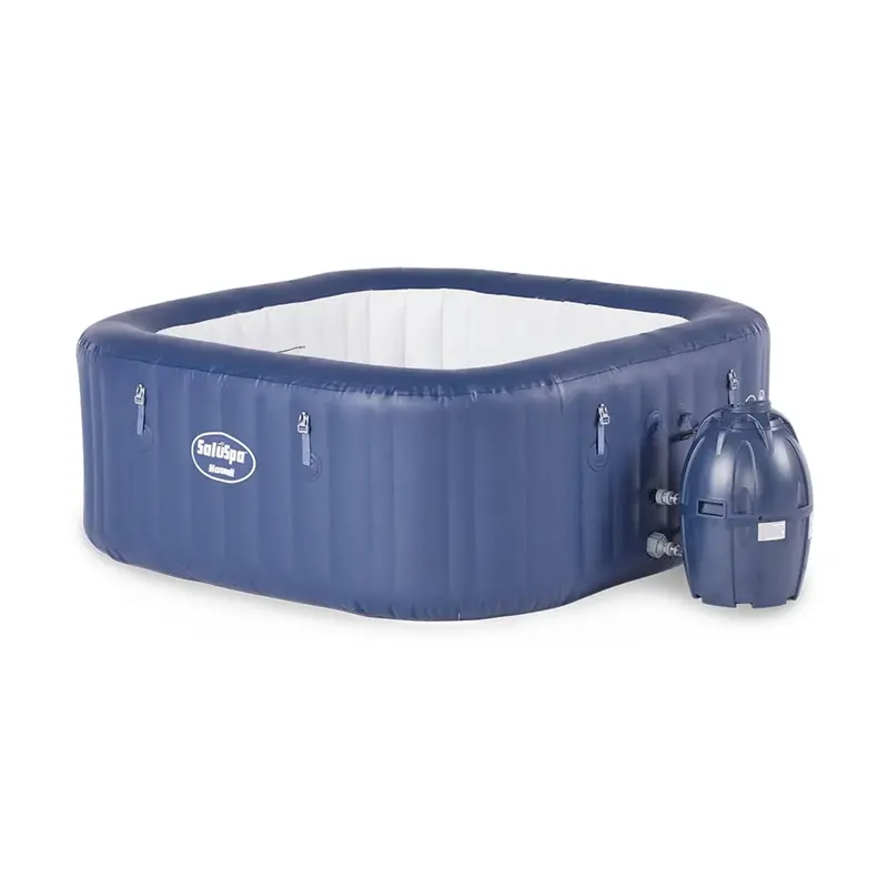 6-Person Self-Inflating Hot Tub – Blue Inflatable Spa with Built-In Air Pump for Backyard Leisure
