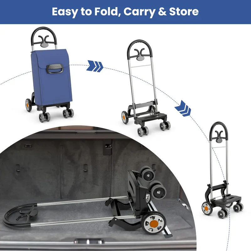 6-Wheel Expandable Grocery Cart — Heavy-Duty Folding Shopping Trolley with Reinforced Frame