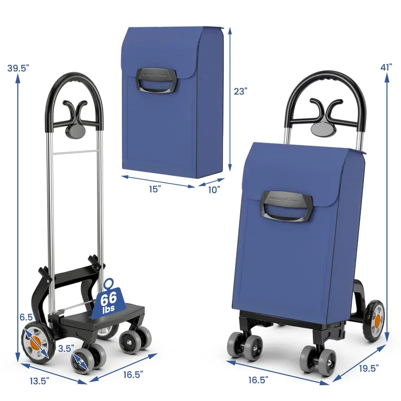 6-Wheel Expandable Grocery Cart — Heavy-Duty Folding Shopping Trolley with Reinforced Frame