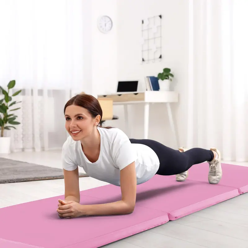 6' × 2' Tri-Fold Exercise Mat – 2-Inch Firm Foam Tumbling Surface with Seamless Integrated Handles 2