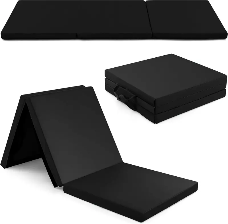 6' × 2' Tri-Fold Exercise Mat – 2-Inch Firm Foam Tumbling Surface with Seamless Integrated Handles