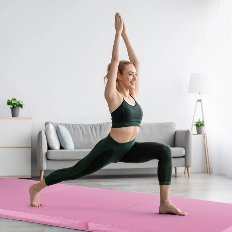 6' × 2' Tri-Fold Exercise Mat – 2-Inch Firm Foam Tumbling Surface with Seamless Integrated Handles