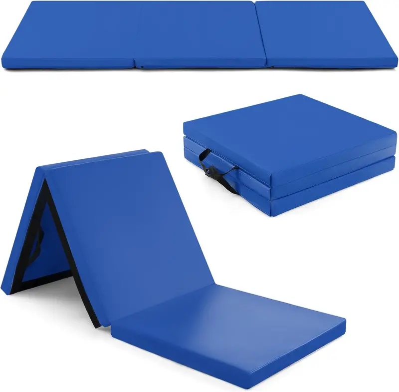 6' × 2' Tri-Fold Exercise Mat – 2-Inch Firm Foam Tumbling Surface with Seamless Integrated Handles