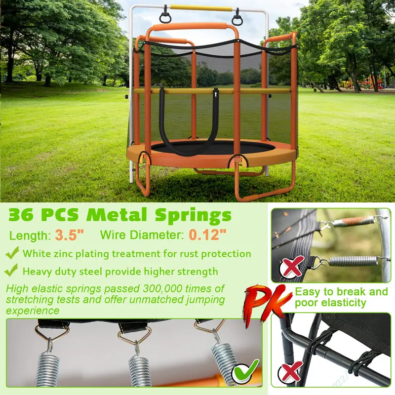 60-Inch Enclosed Kids’ Trampoline – Safety Netted Bouncing Mat with Reinforced Steel Frame