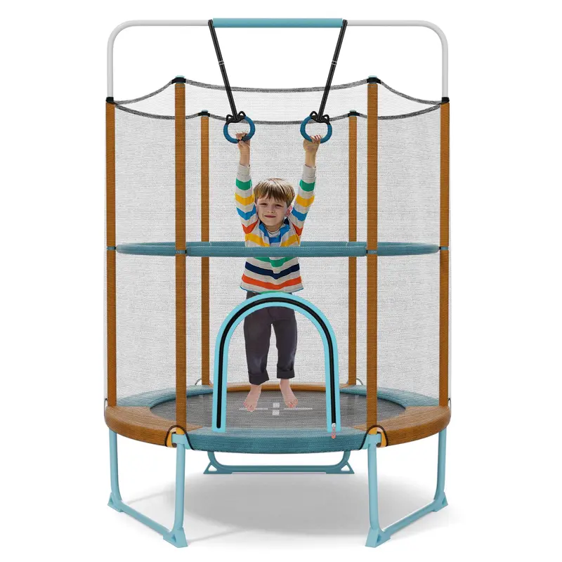 60-Inch Toddler-Safe Trampoline with Adjustable 3-in-1 Play Configuration