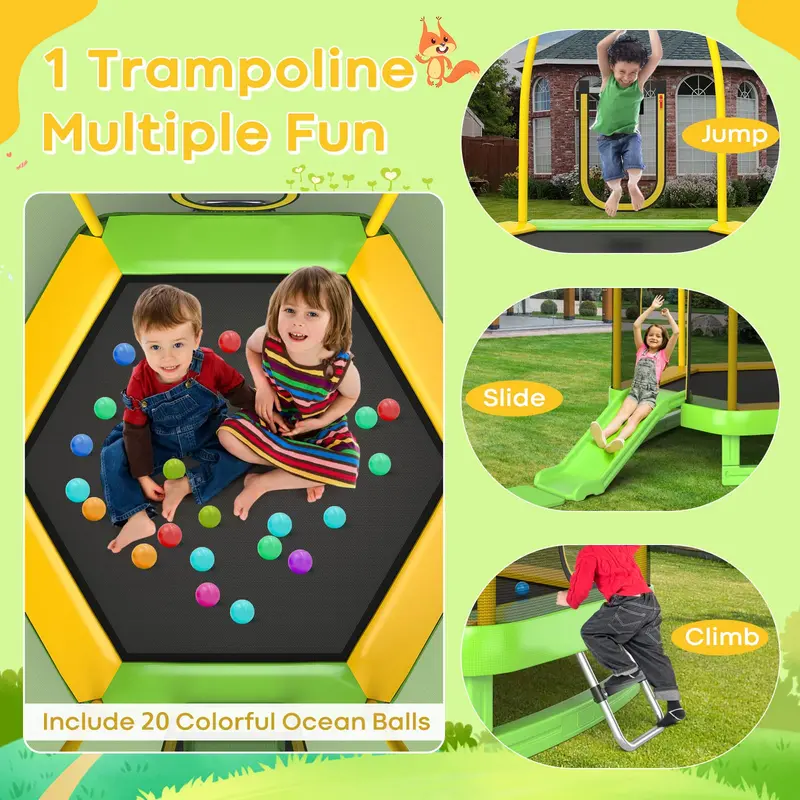7-Foot Kids’ Trampoline with Built-In Slide — ASTM-Certified Outdoor Play Set 2