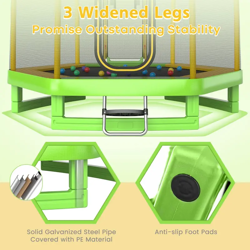 7-Foot Kids’ Trampoline with Built-In Slide — ASTM-Certified Outdoor Play Set