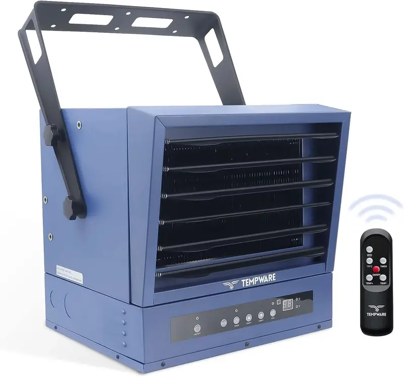 7500W Digital Garage Heater for EV Workshops – Ceiling-Mounted 240V Fan-Forced Heater with Remote Control, 12-Hour Timer & Precision Thermostat