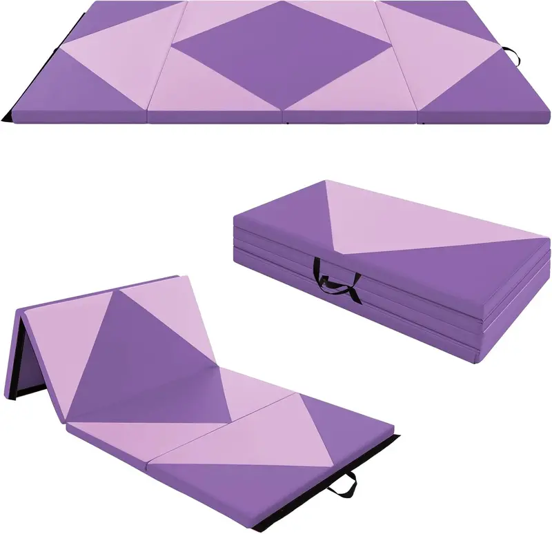 8-Foot Foldable Tumbling Mat – 4-Inch Dense Foam Core with Secure Hook-and-Loop Fasteners and Dual Carry Straps