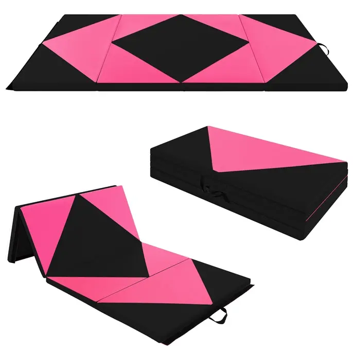 8-Foot Foldable Tumbling Mat – 4-Inch Dense Foam Core with Secure Hook-and-Loop Fasteners and Dual Carry Straps
