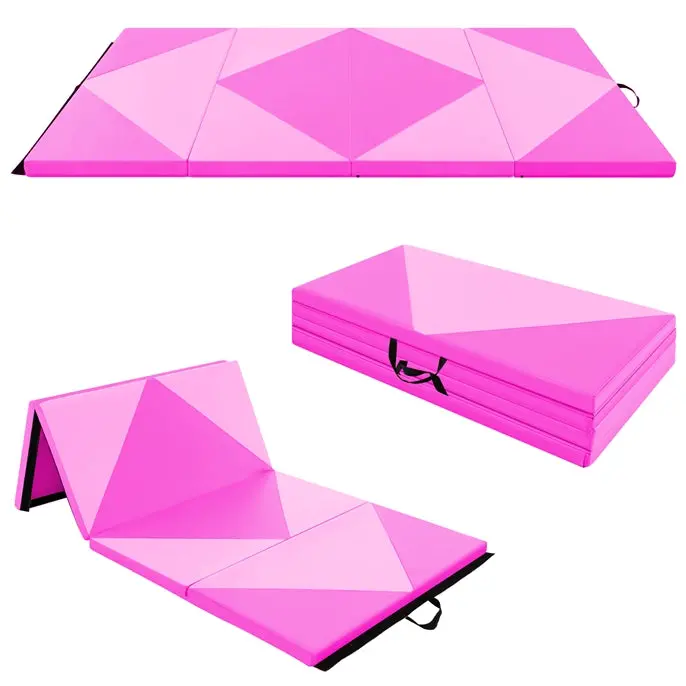 8-Foot Foldable Tumbling Mat – 4-Inch Dense Foam Core with Secure Hook-and-Loop Fasteners and Dual Carry Straps