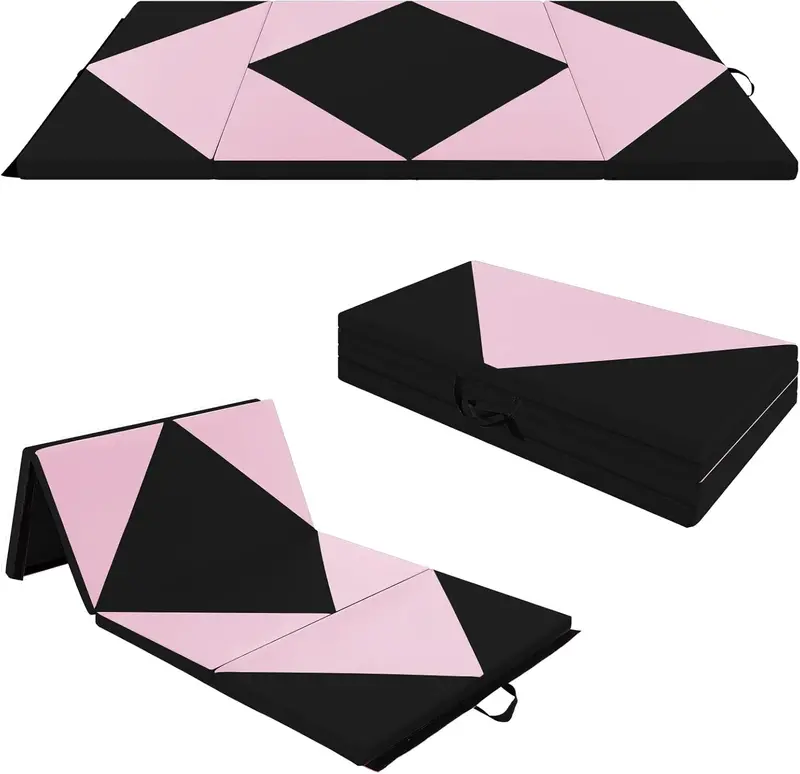 8-Foot Foldable Tumbling Mat – 4-Inch Dense Foam Core with Secure Hook-and-Loop Fasteners and Dual Carry Straps