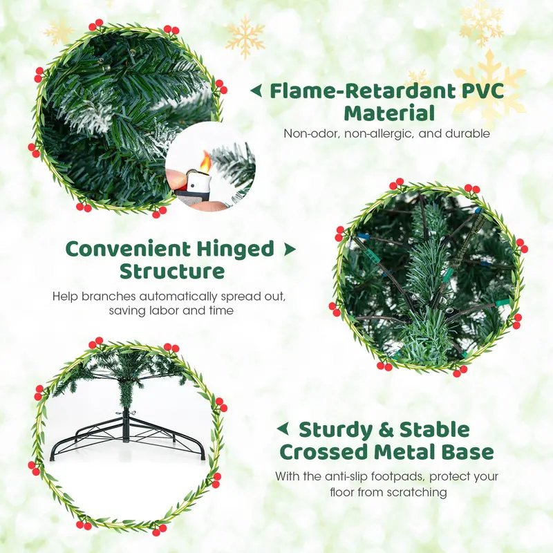 9-Foot Pre-Lit Slim Pencil Christmas Tree – 500 Warm White LED Lights
