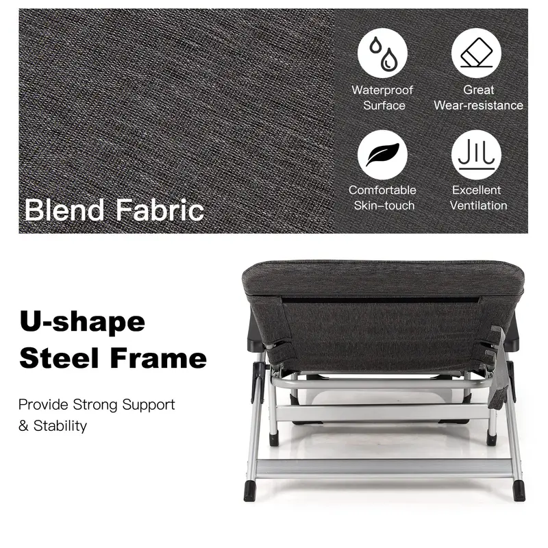 Adjustable Outdoor Chaise Lounge Chair – Features Cup Holder and Removable Headrest