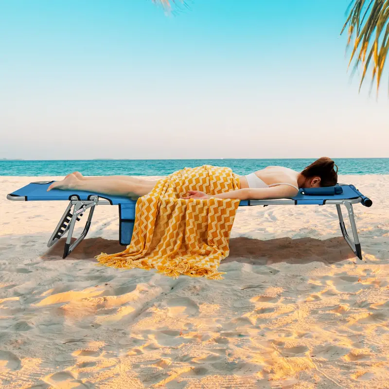 Adjustable Outdoor Lounge Chair – Five-Tier Recline, Sunbathing Cutouts, and Durable Construction