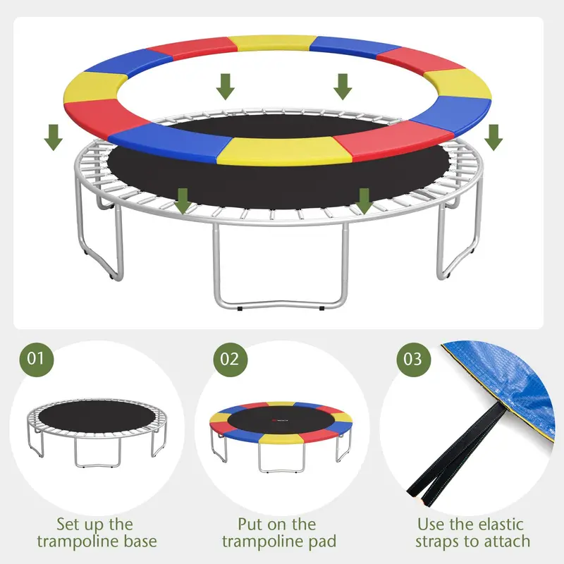 Adjustable Trampoline Safety Pad – Universal Fit for 8FT–16FT Round Jumping Surfaces