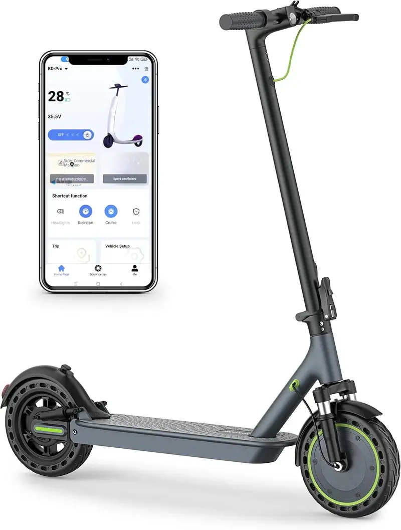 Adult Foldable Electric Scooter – 350W Motor, 19 MPH Max Speed, 21–23 Mile Range, 8.5" Solid Tires, Dual Braking System & Smartphone App Connectivity 2