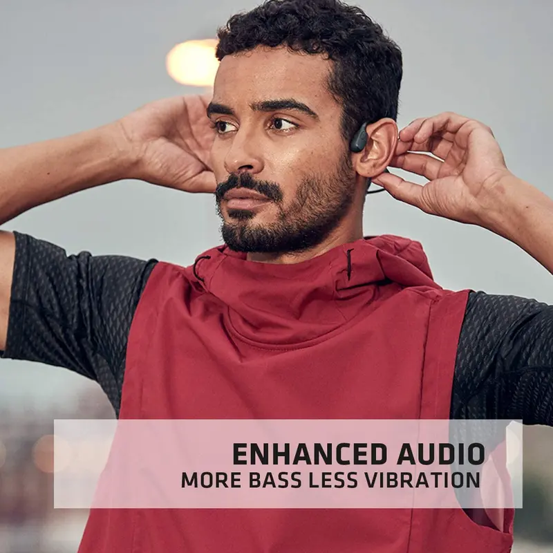 Aftershokz Aeropex Open-Ear Bone Conduction Headphones – Cosmic Black, Lightweight Sport Design with Adjustable Band