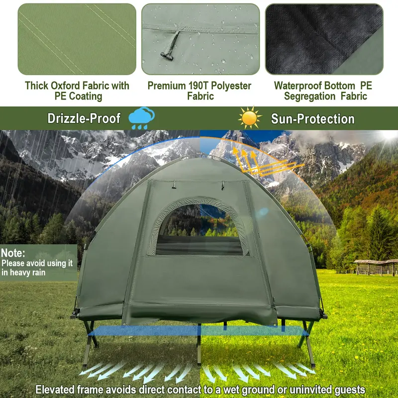 All-in-One Camping Cot System – Air Mattress, Pillow, Sleeping Bag & Carry Bag Included