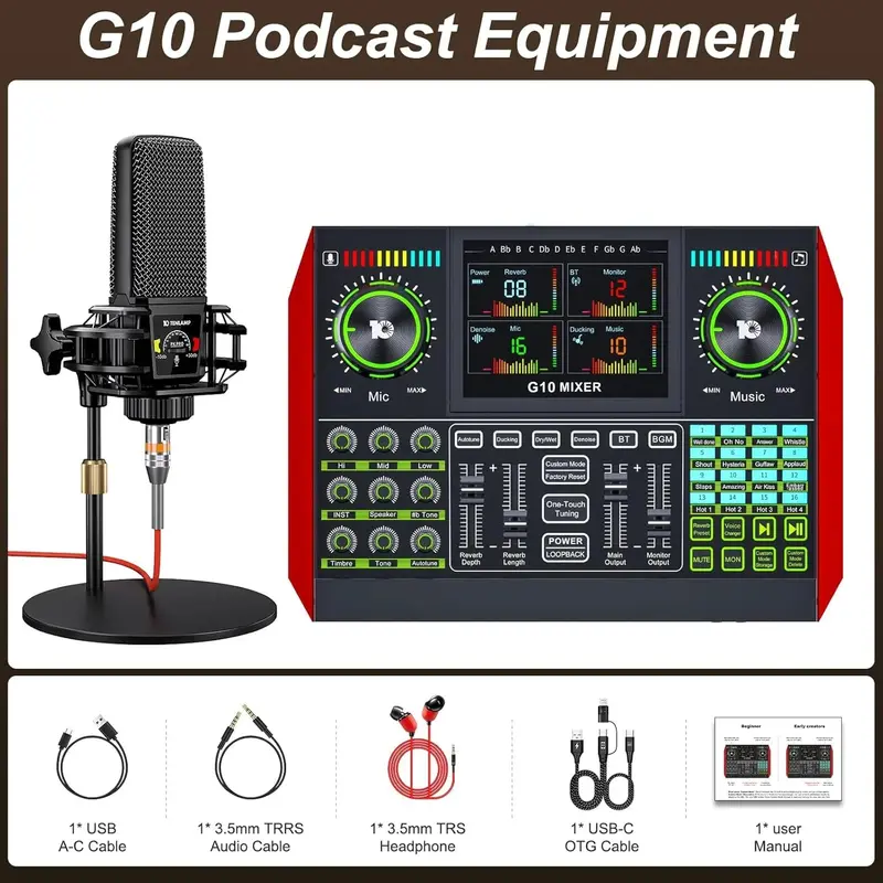 All-in-One Streaming Audio Kit: Studio Condenser Mic, USB Audio Interface & Compact Mixer for Gamers, Podcasters and Mobile Creators